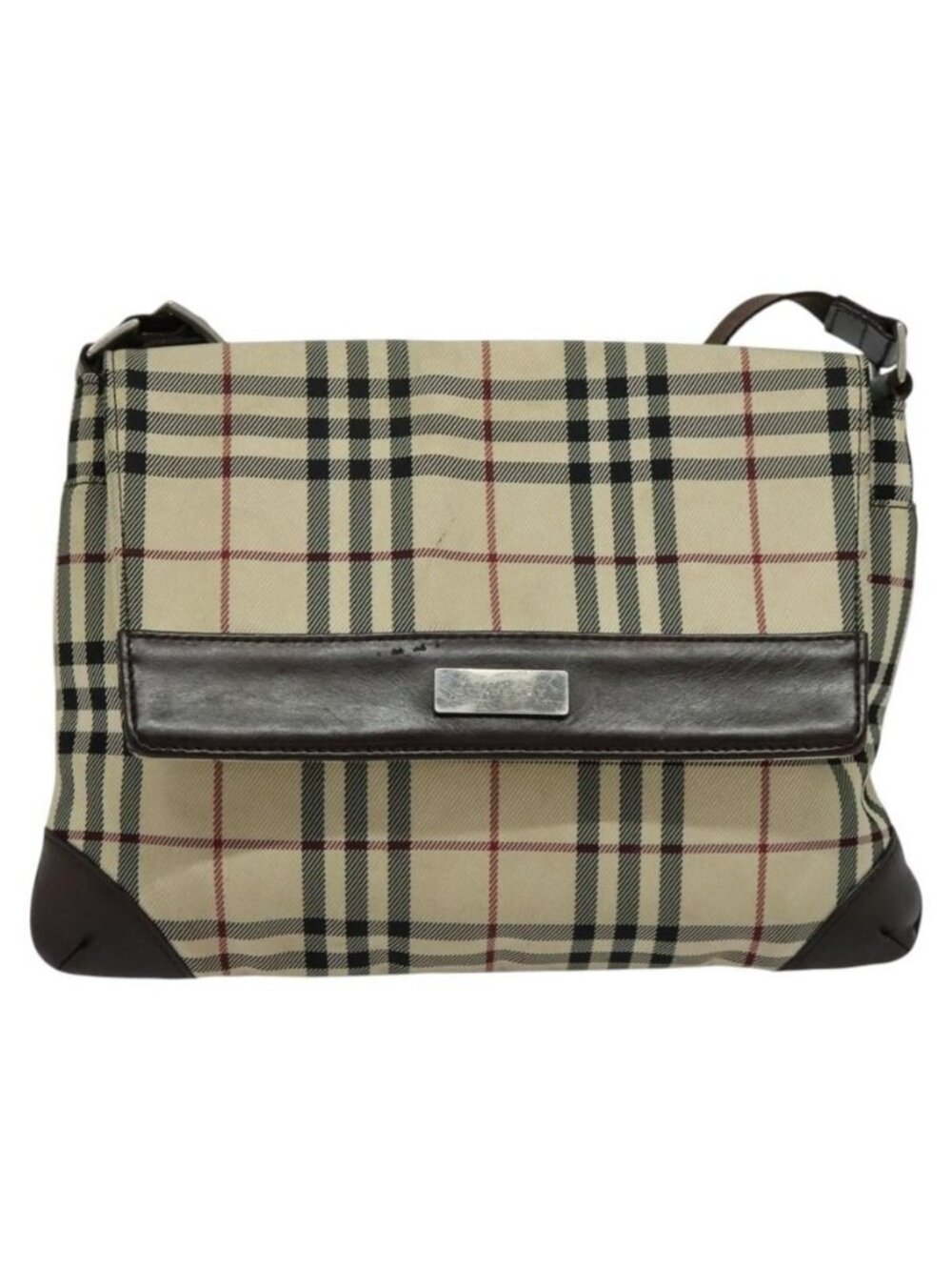 Authentic BURBERRY Nova Check Shoulder Bag Nylon Beige Silver - Picture 9 of 16
